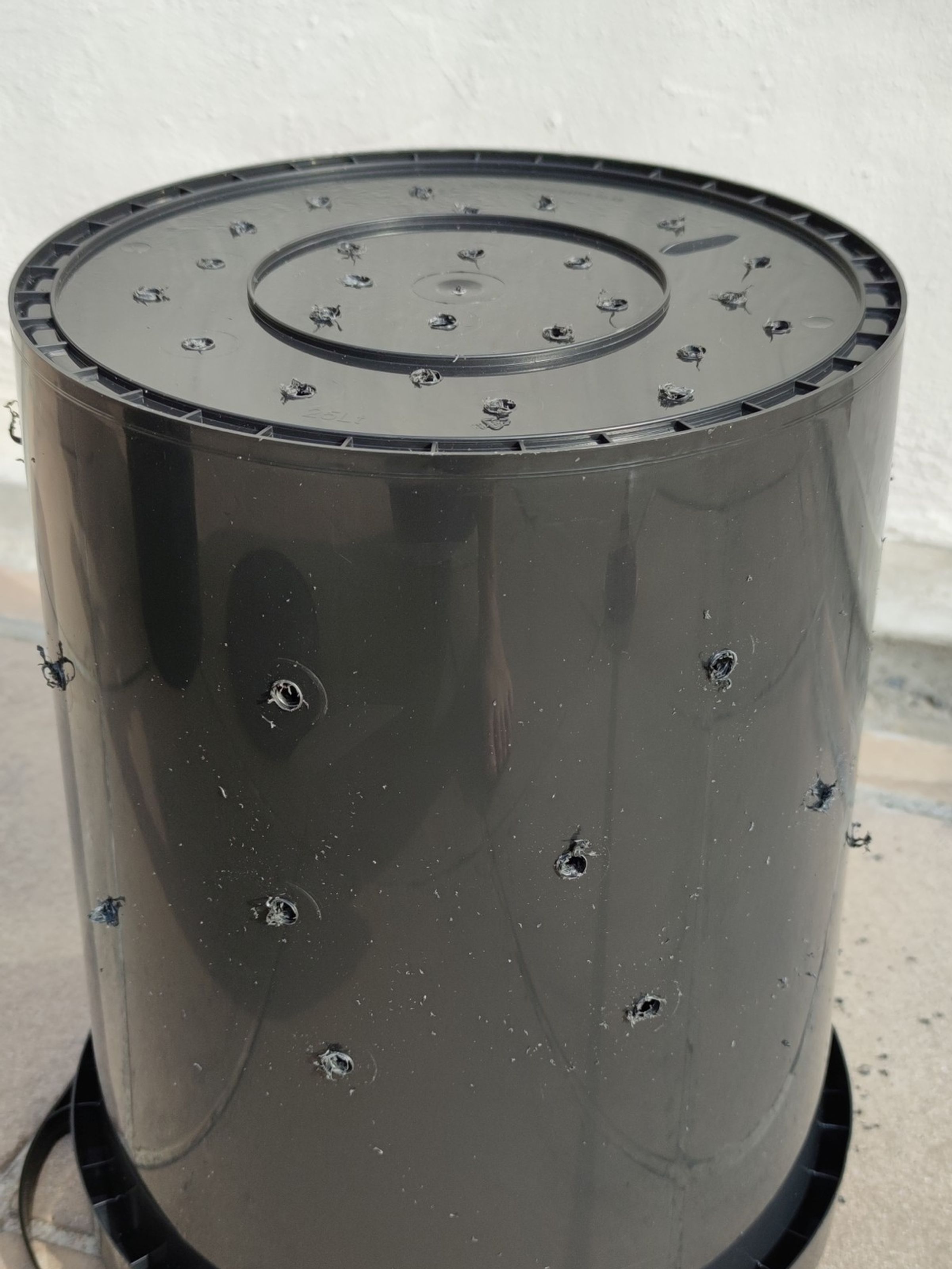 Holes in the inner bucket (here they have been drilled)