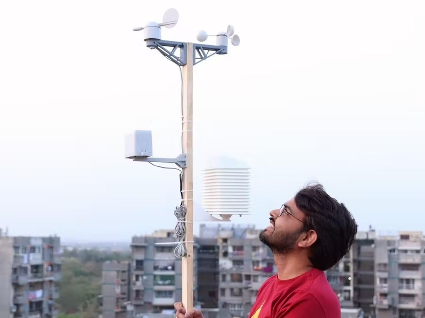 Dutta with weather station