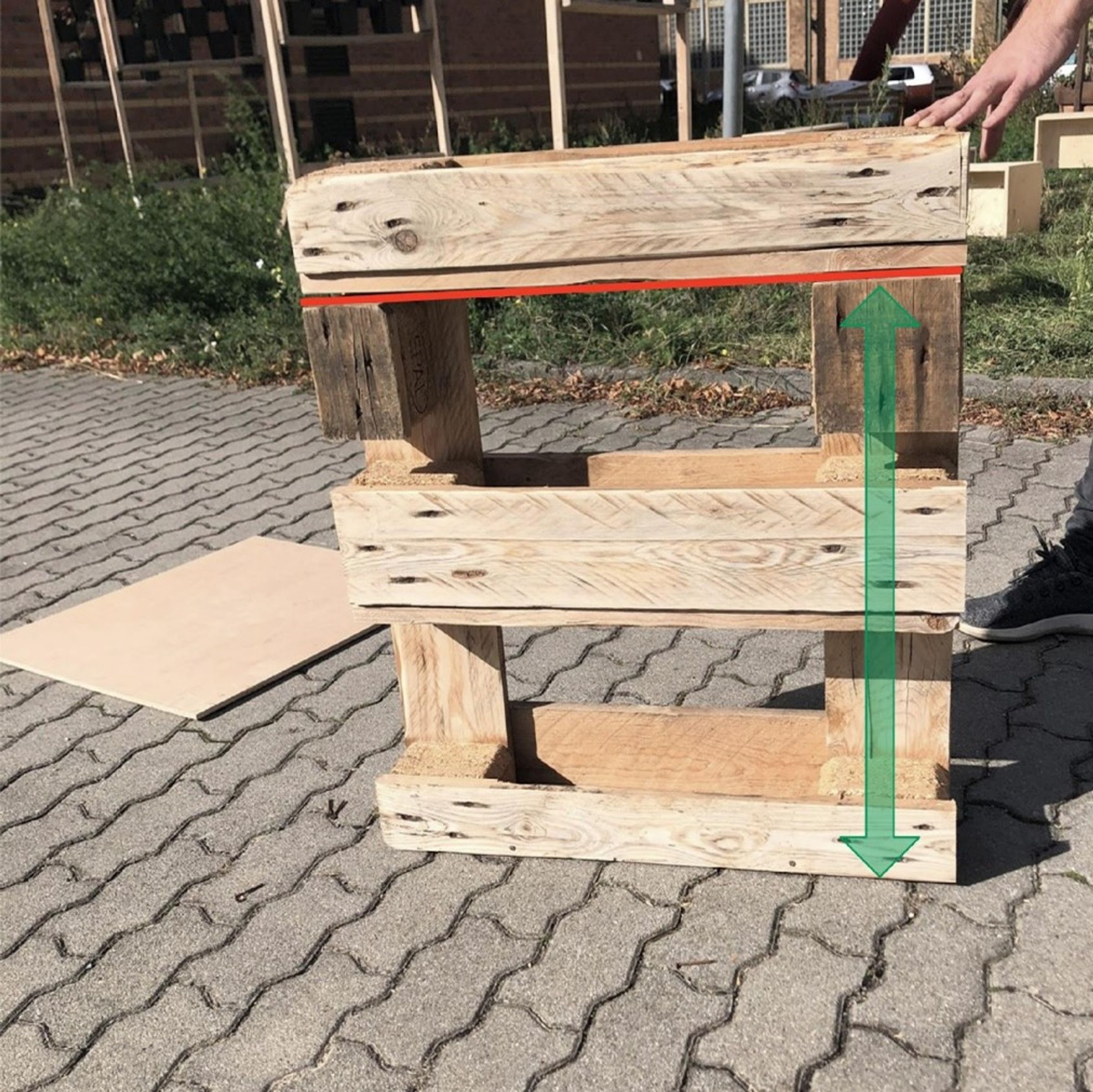 Cut the front legs at the height of the table top
